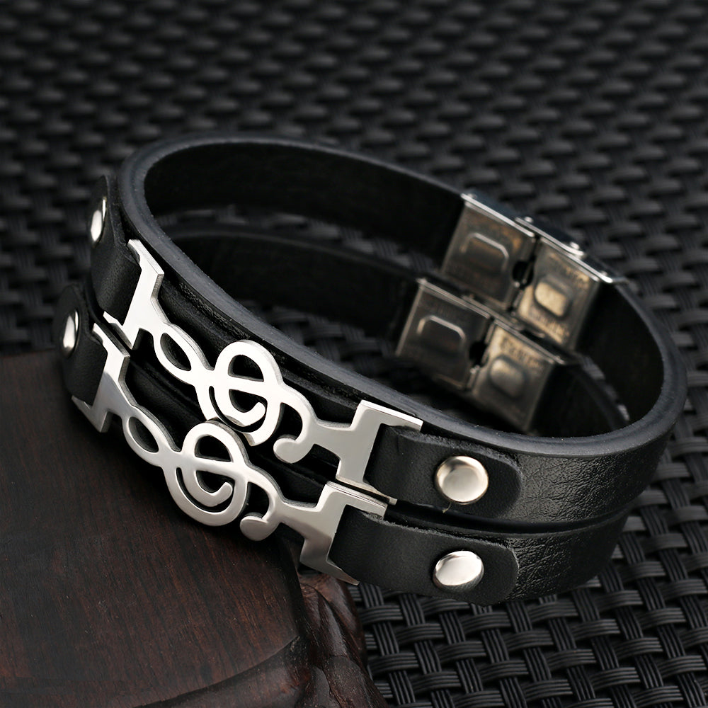 Free - Musical Notes Genuine Leather Bracelet - Artistic Pod Review