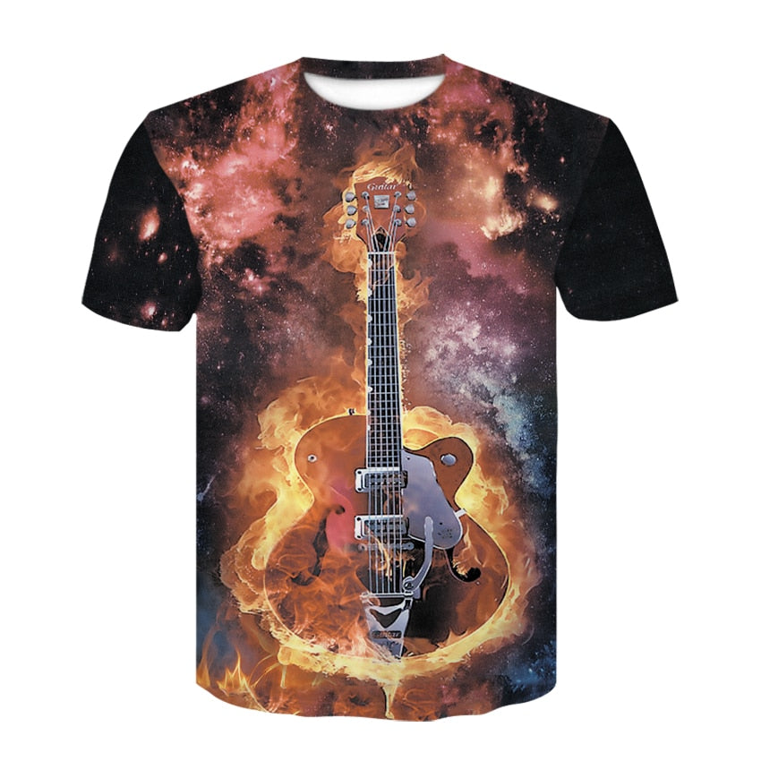 Fire Rock Guitar T-shirt - { shop_name }} - Review