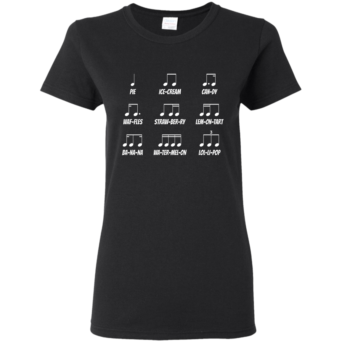 Musical Notes Food Code T-shirt - Women T-Shirt / Black / S - { shop_name }} - Review