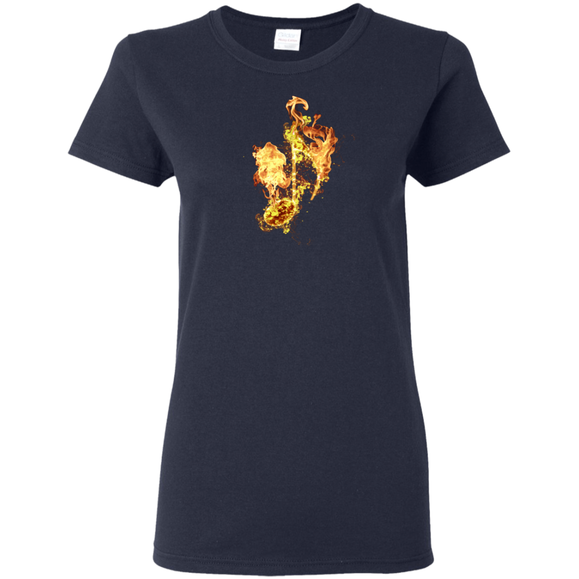 Fire Eighth Note T-shirt - Women / Navy / Small - { shop_name }} - Review