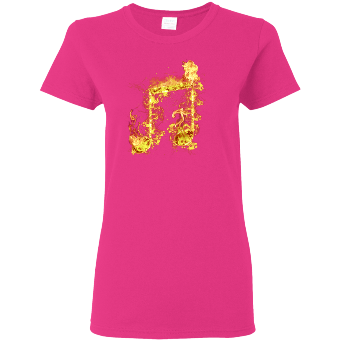 Fire Two Eighth Note T-shirt - Women / Heliconia / Small - { shop_name }} - Review