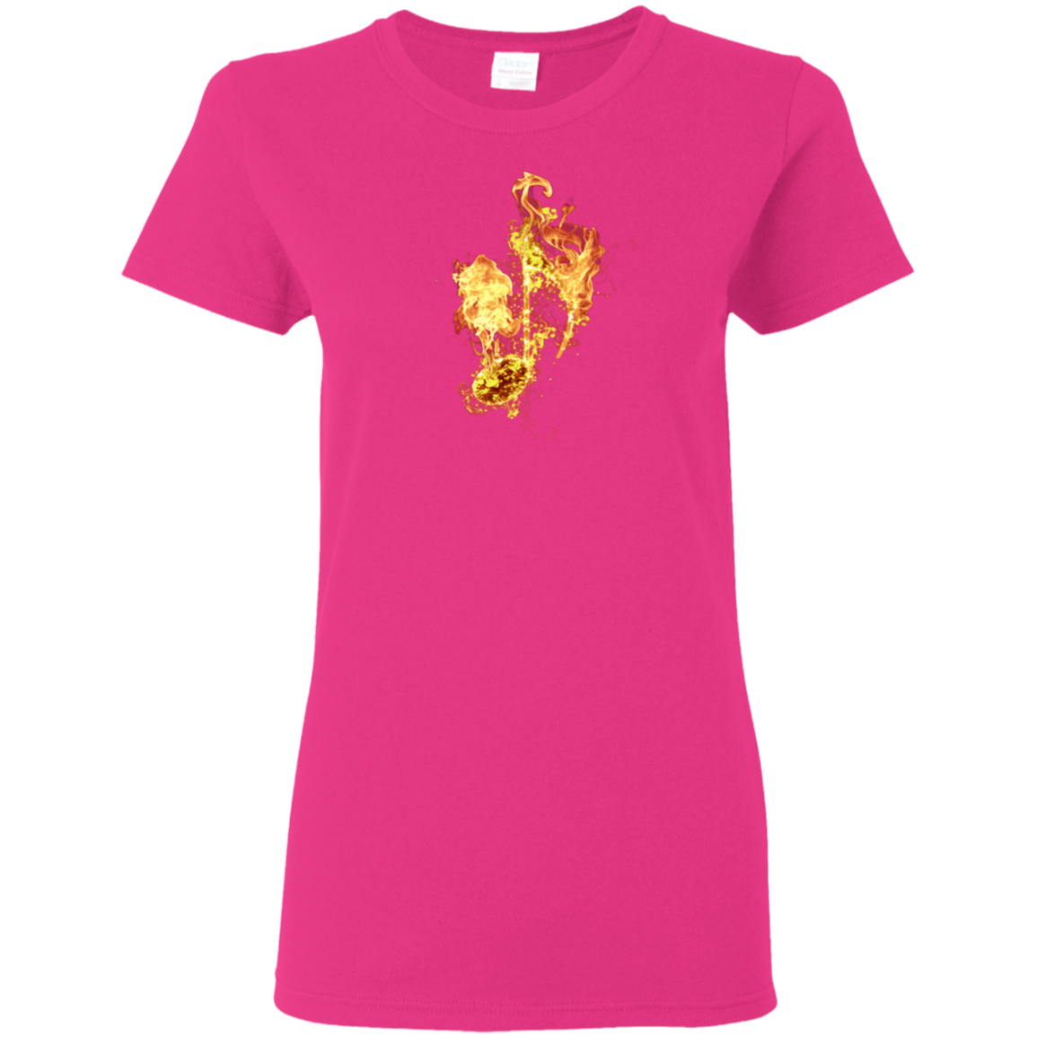 Fire Eighth Note T-shirt - Women / Heliconia / Small - { shop_name }} - Review