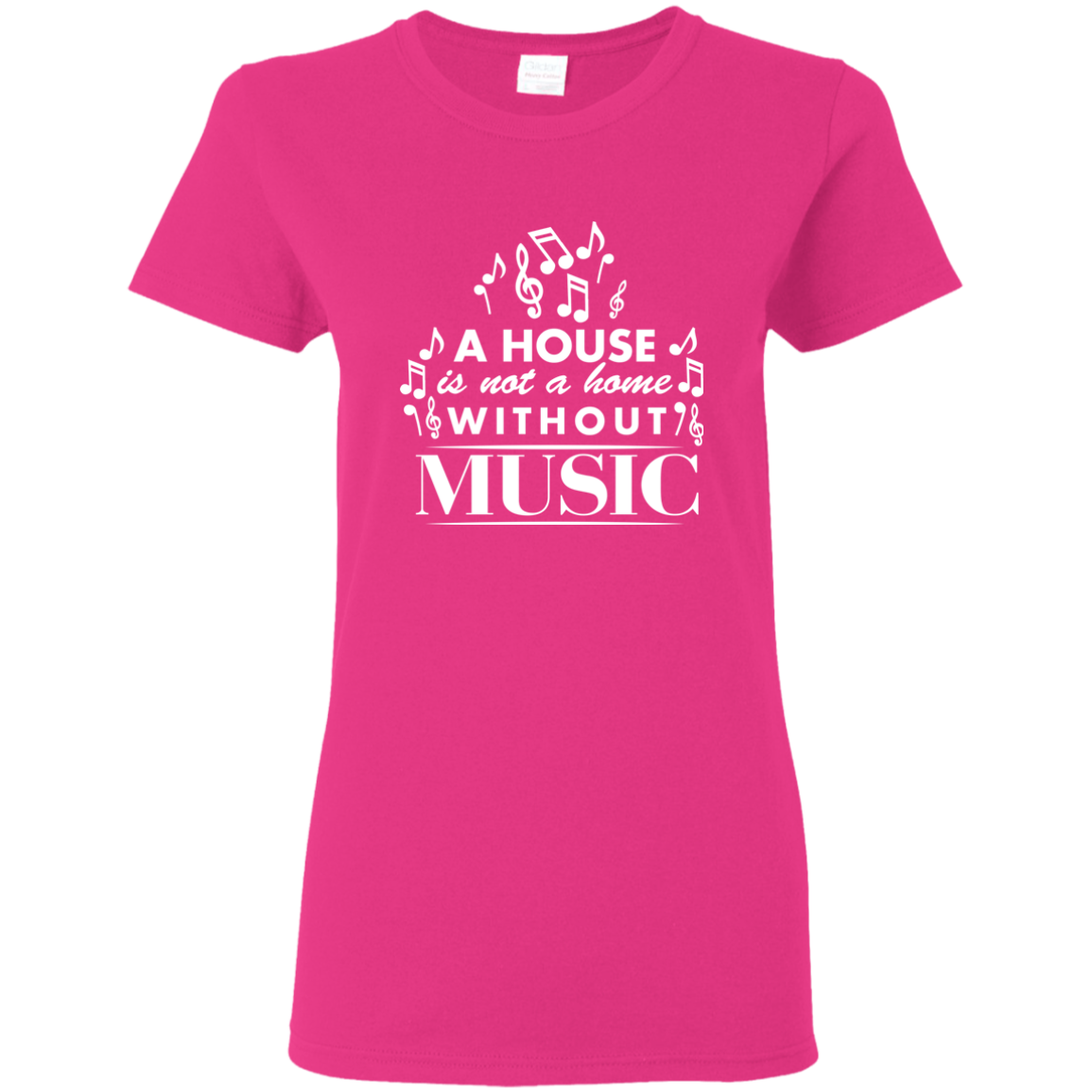 A House Is Not a Home Without a Music T-shirt - Women / Heliconia / S - { shop_name }} - Review