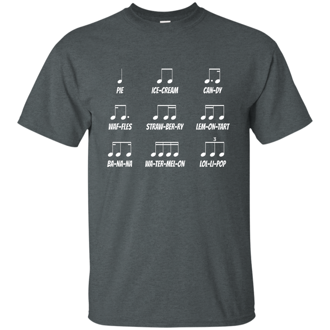 Musical Notes Food Code T-shirt - Men T-Shirt / Dark Heather / S - { shop_name }} - Review