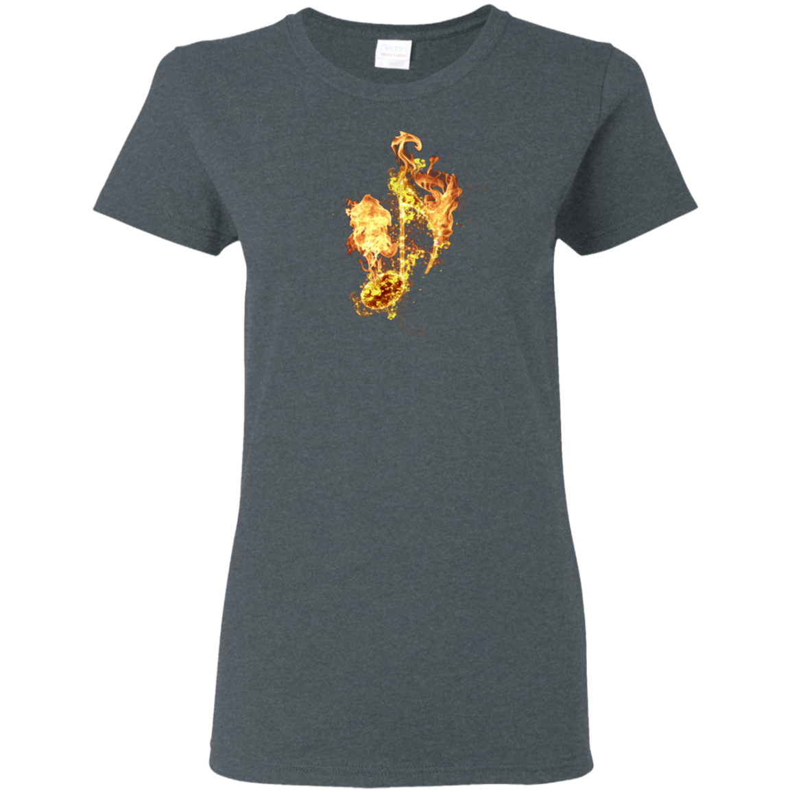 Fire Eighth Note T-shirt - Women / Dark Heather / Small - { shop_name }} - Review