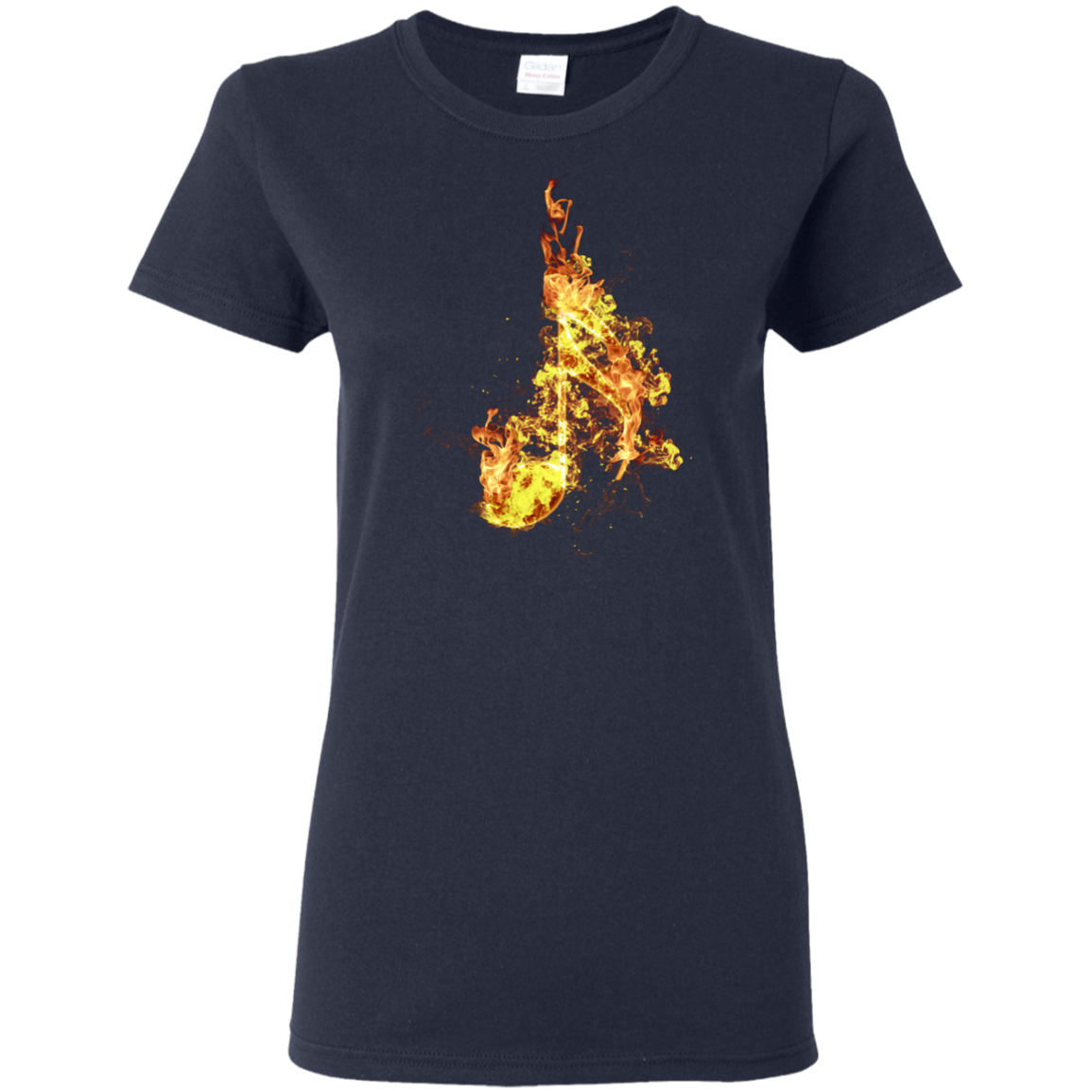 Fire Sixteenth Note T-shirt - Women / Navy / Small - { shop_name }} - Review