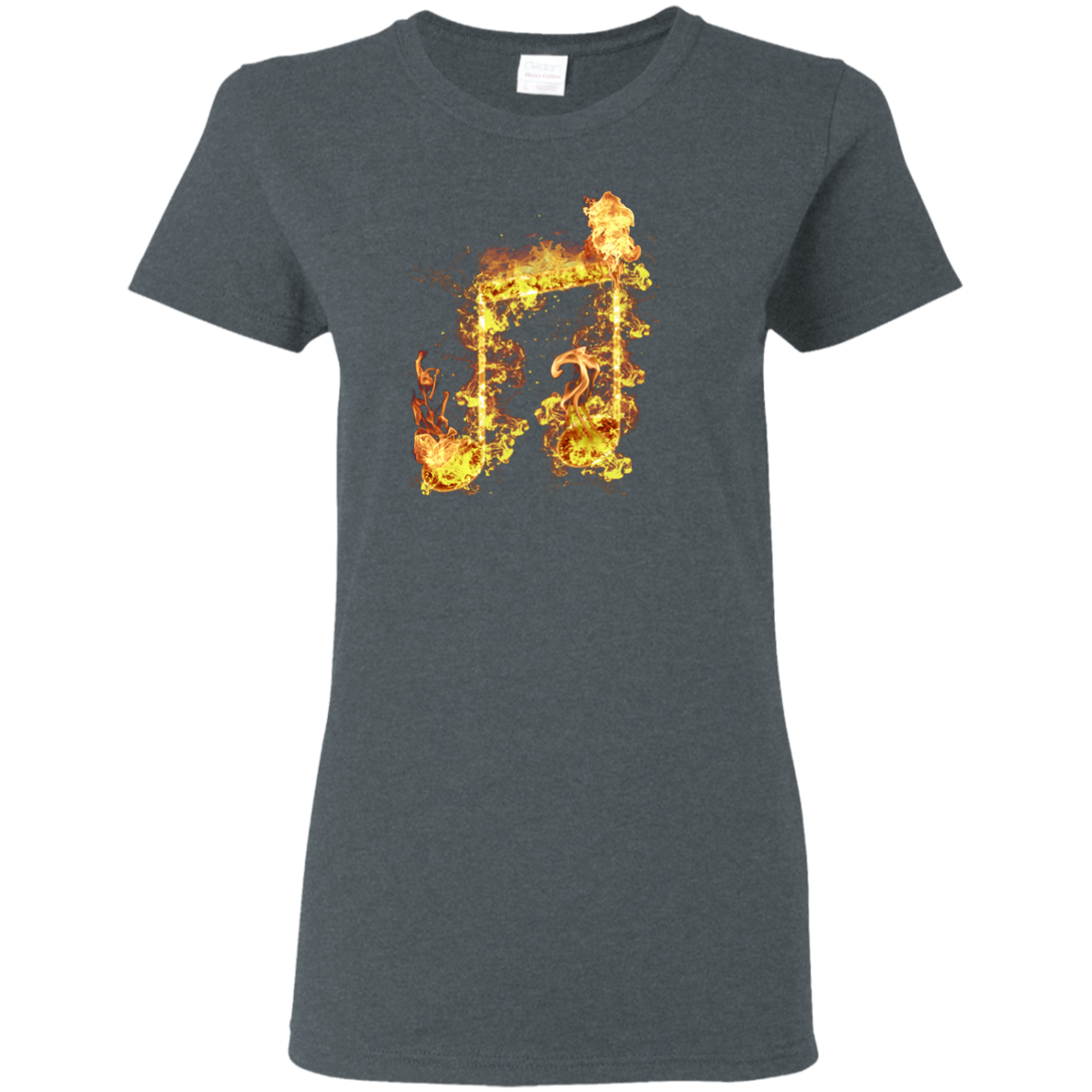 Fire Two Eighth Note T-shirt - Women / Dark Heather / Small - { shop_name }} - Review