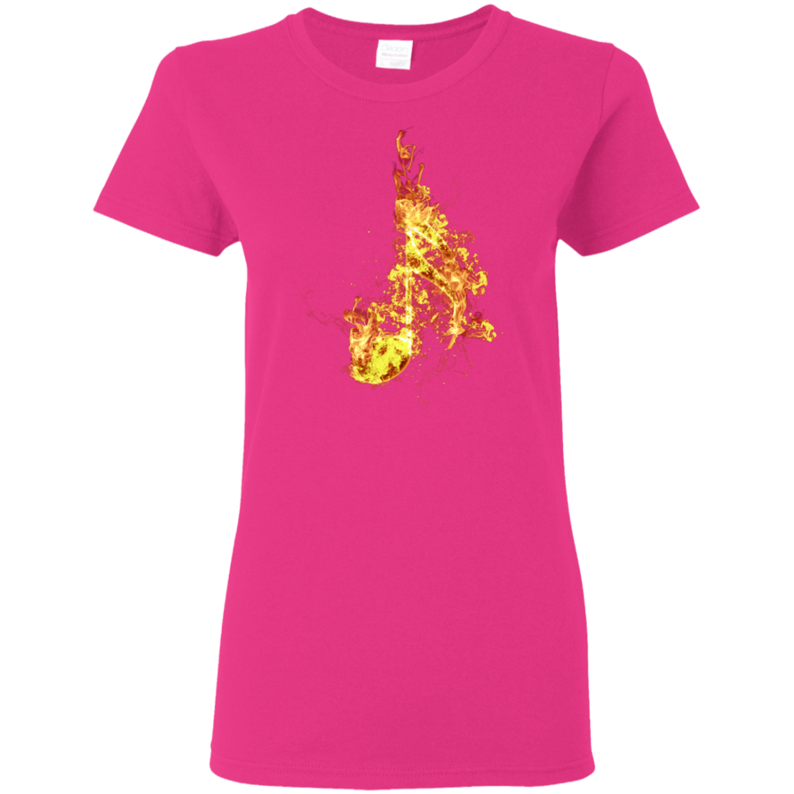 Fire Sixteenth Note T-shirt - Women / Heliconia / Small - { shop_name }} - Review
