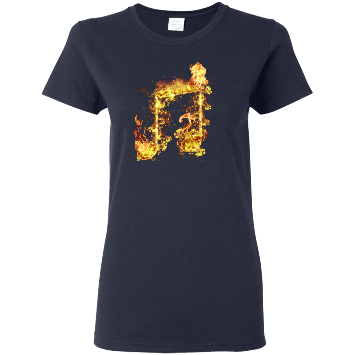 Fire Two Eighth Note T-shirt - Women / Navy / Small - { shop_name }} - Review
