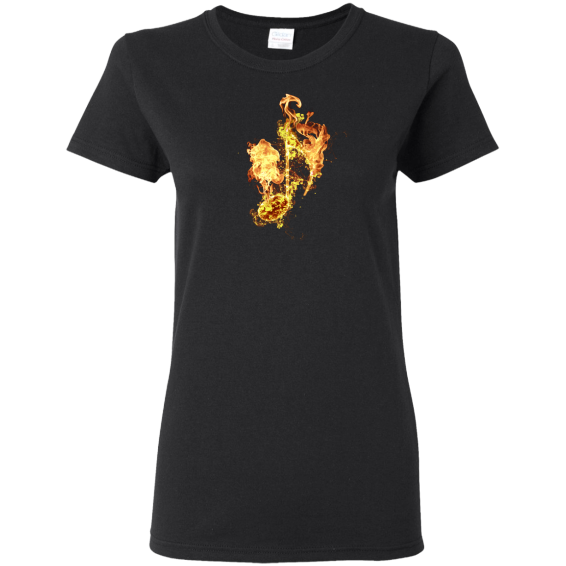 Fire Eighth Note T-shirt - Women / Black / Small - { shop_name }} - Review