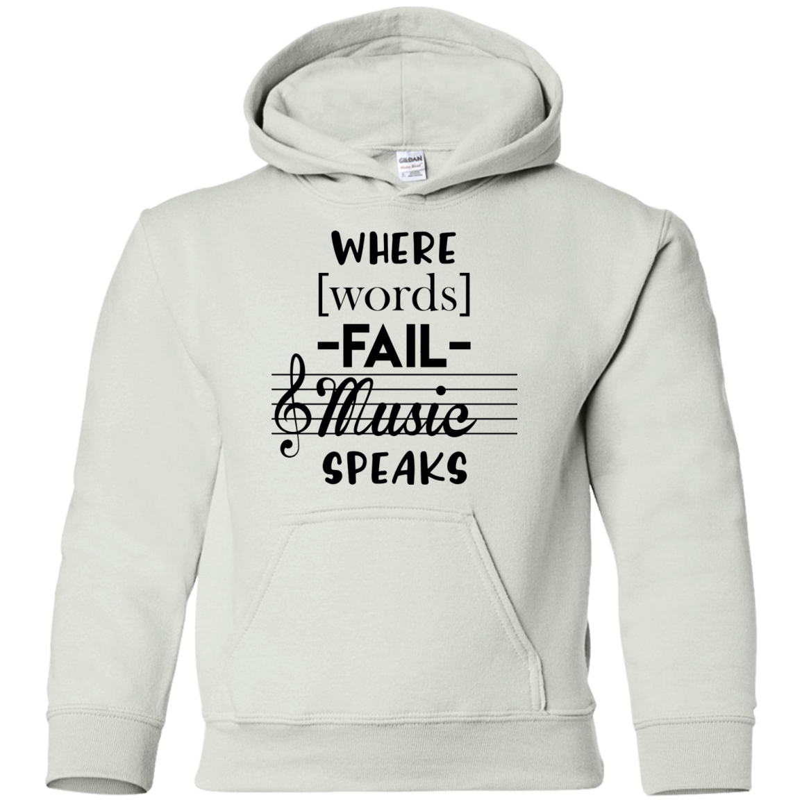 Where Words Fail Music Speaks Youth Hoodie