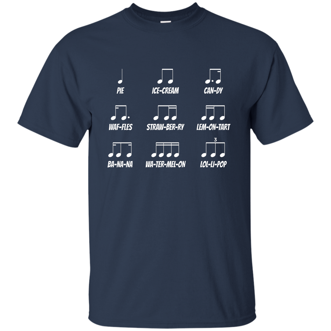 Musical Notes Food Code T-shirt - Men T-Shirt / Navy / S - { shop_name }} - Review
