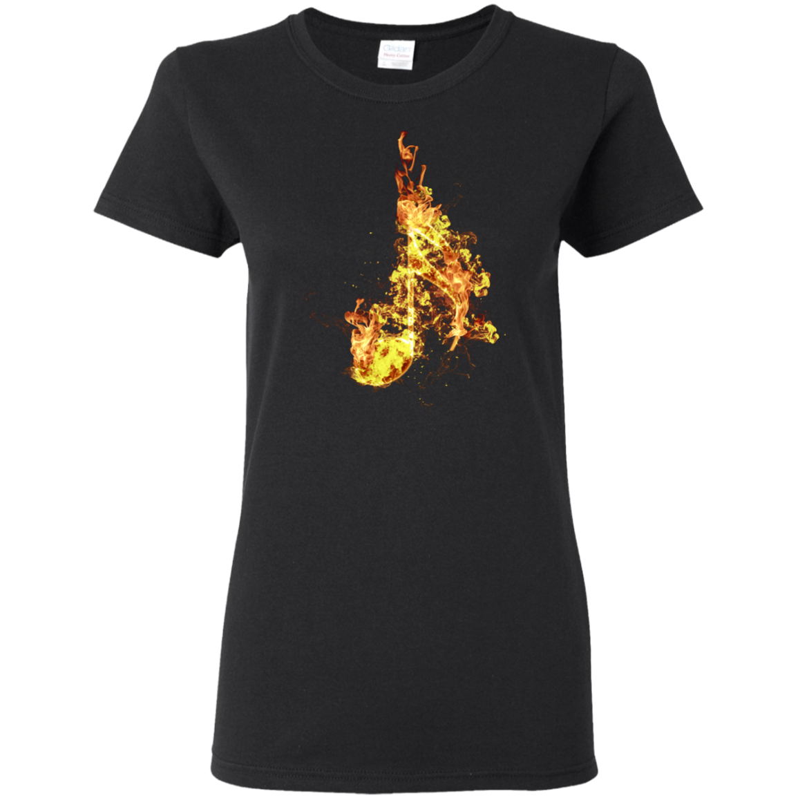 Fire Sixteenth Note T-shirt - Women / Black / Small - { shop_name }} - Review