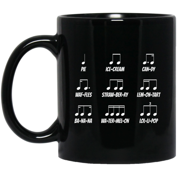 Musical Notes Food Code T-shirt - Mug / Black / One Size - { shop_name }} - Review