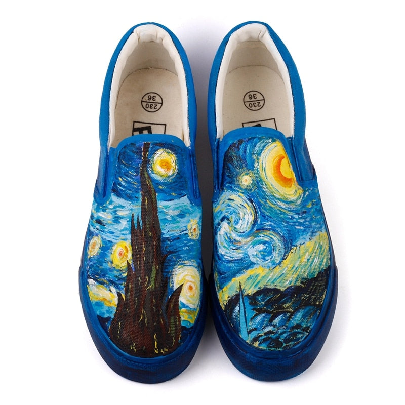 Hand Painted Van Gogh Starry Night Slip On