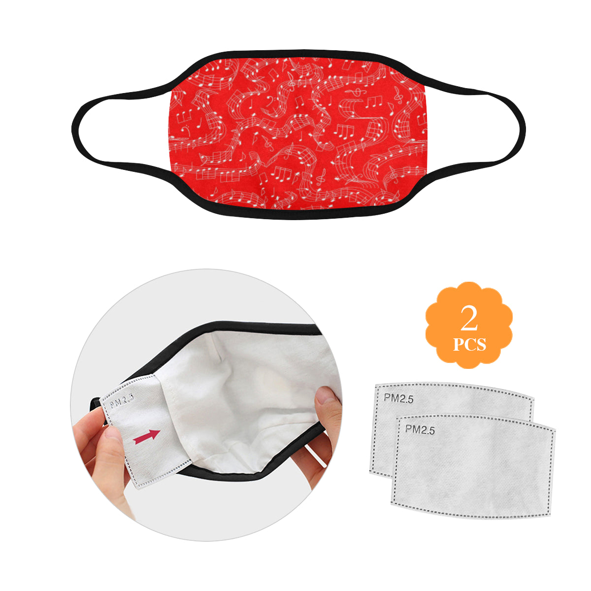 Musical Notes Red Mask