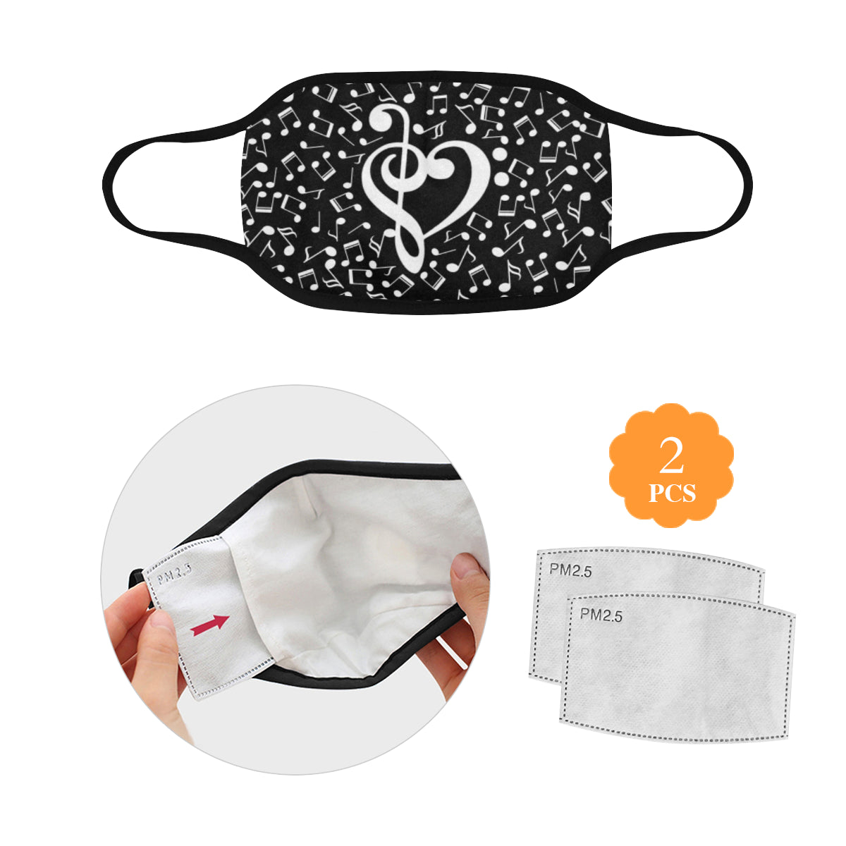 Musical Notes Heart Mask