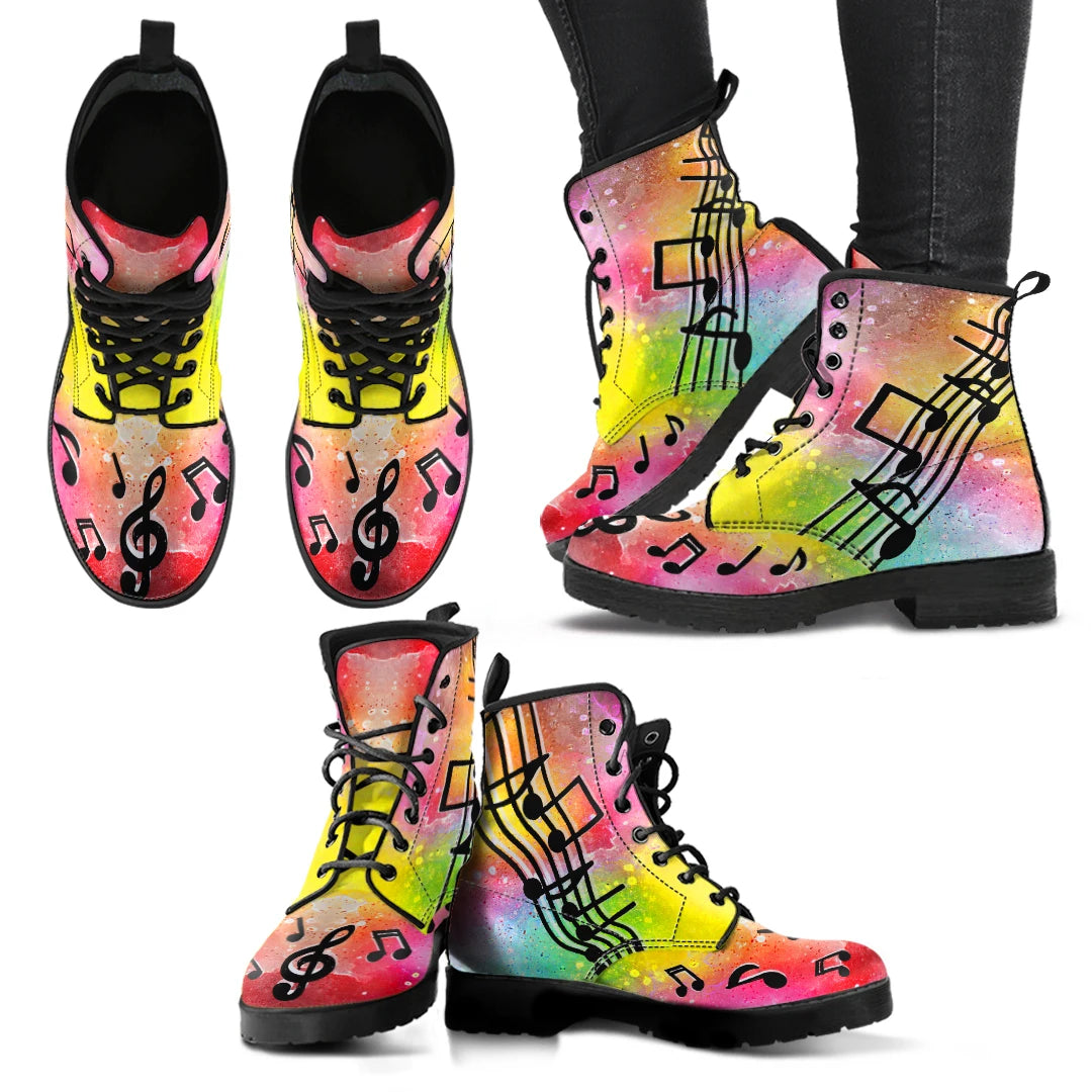 Music Notes Print Colorful Boots