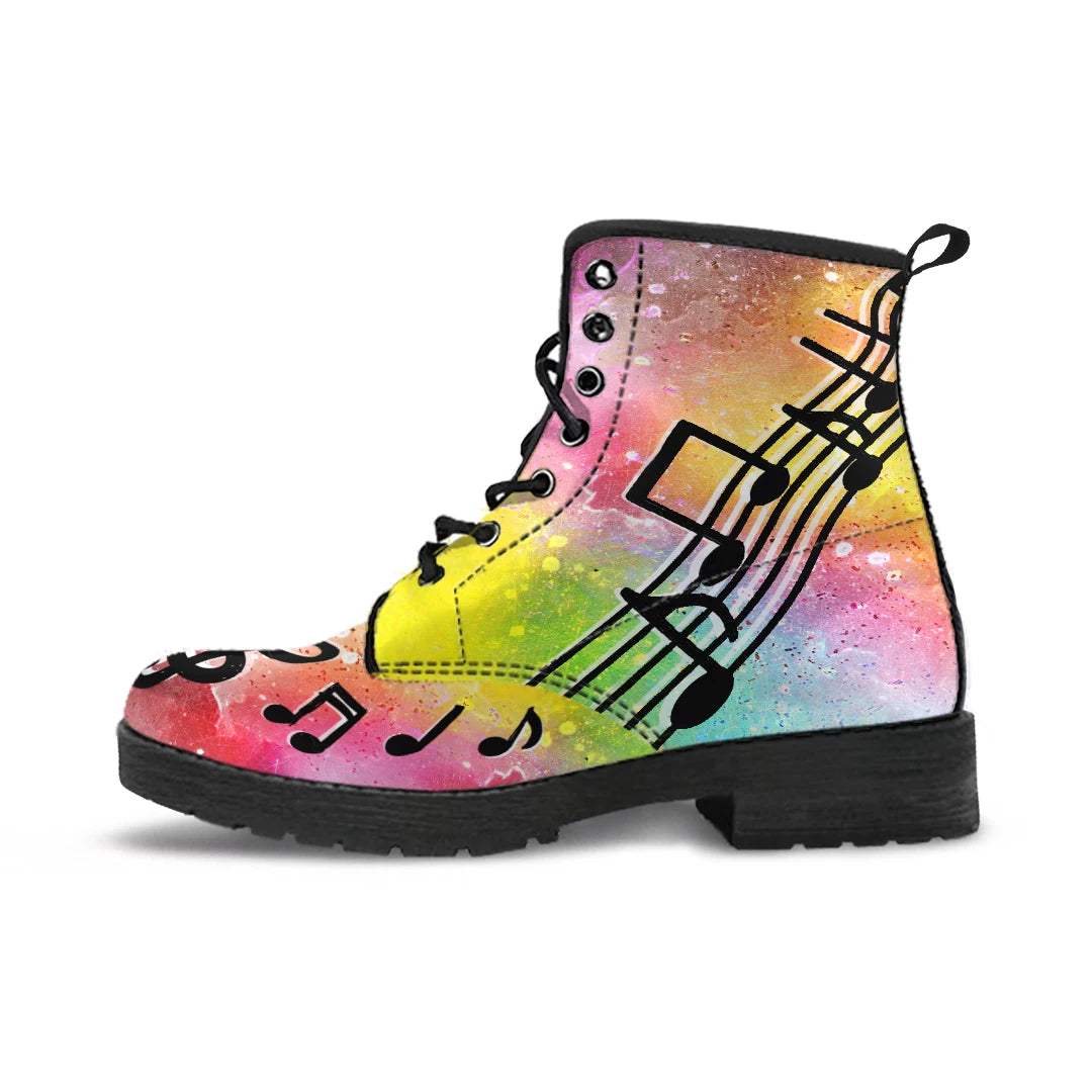 Music Notes Print Colorful Boots