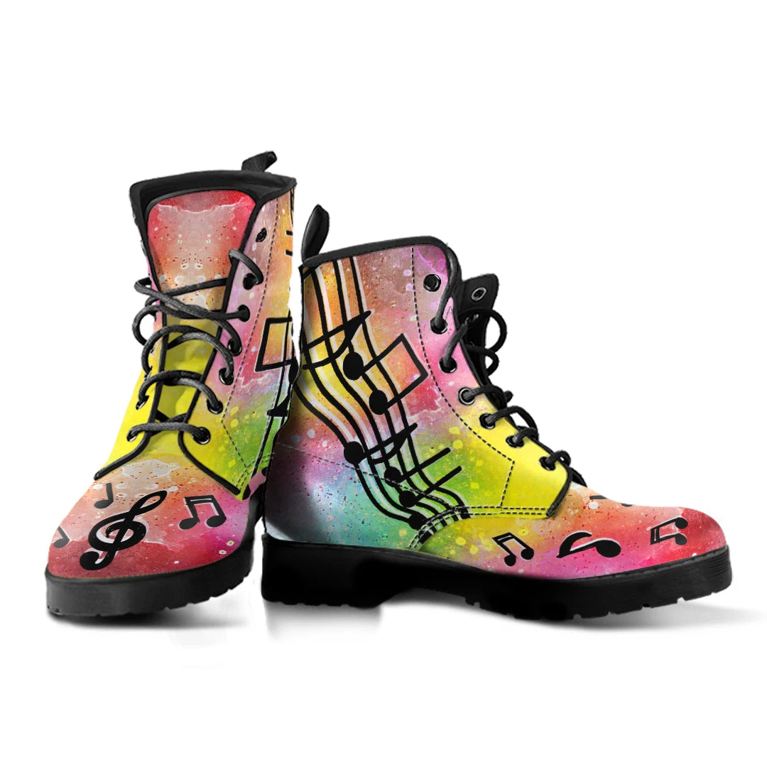 Music Notes Print Colorful Boots