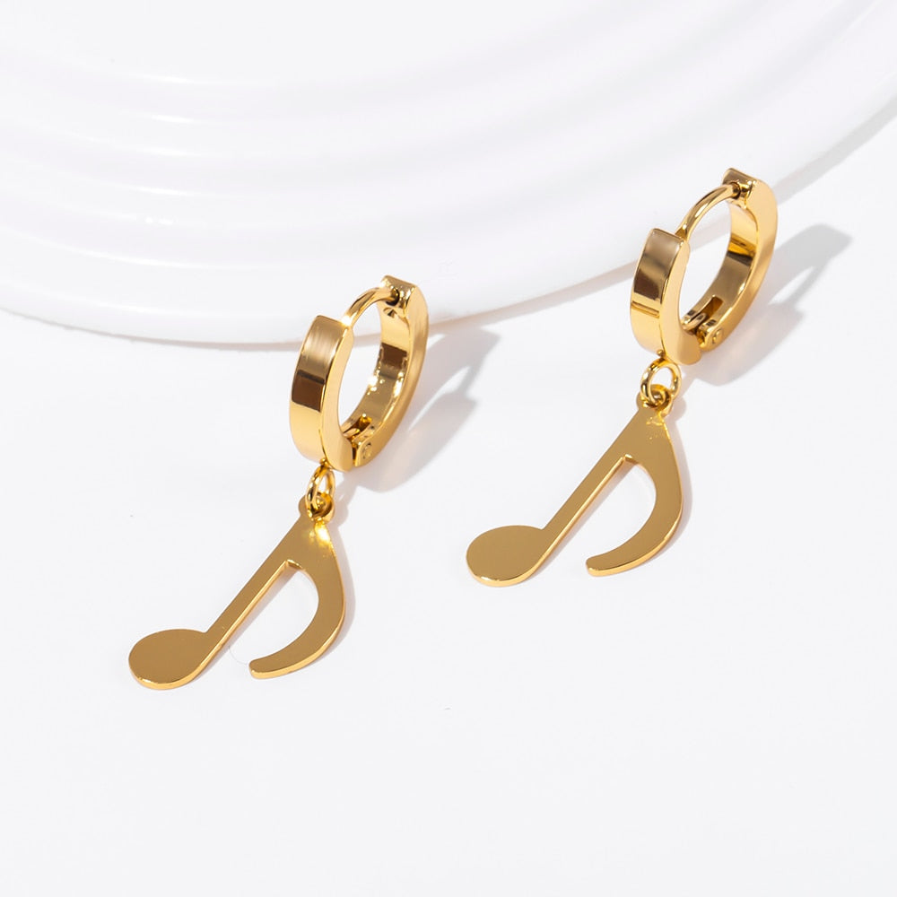 Gold-Color Eighth Notes Earrings