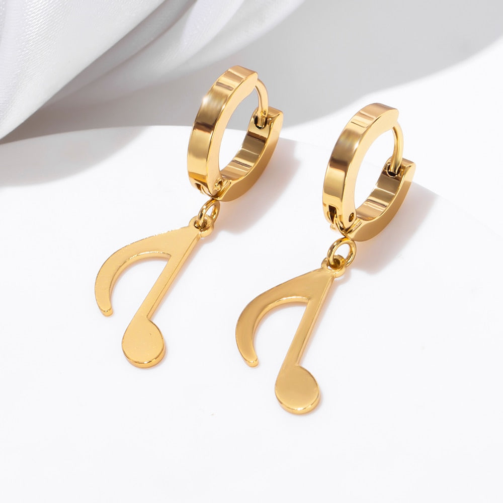 Gold-Color Eighth Notes Earrings