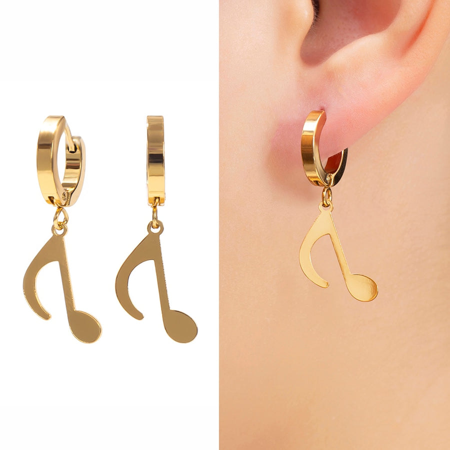 Gold-Color Eighth Notes Earrings