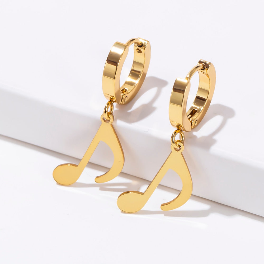 Gold-Color Eighth Notes Earrings