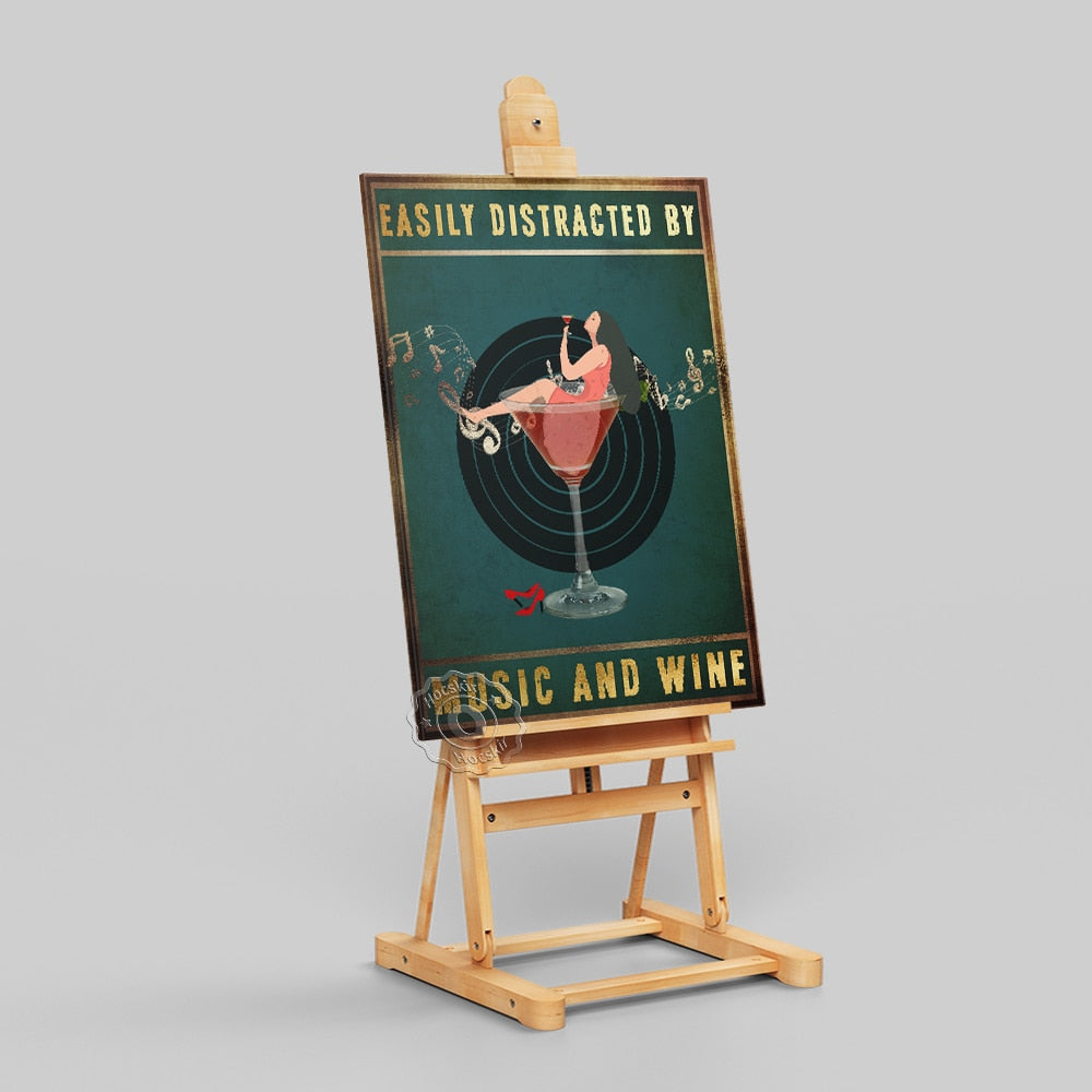 Music & Wine Lady Poster