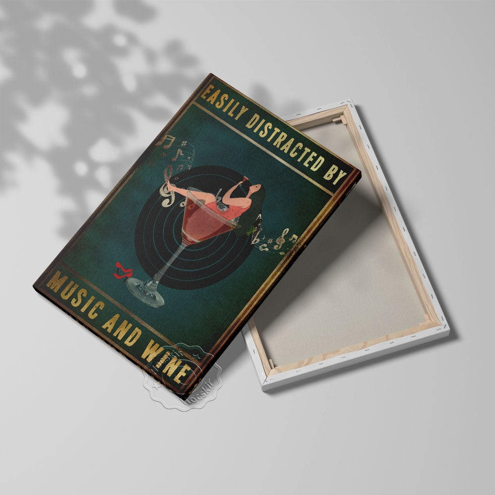 Music & Wine Lady Poster