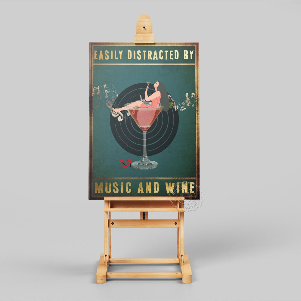 Music & Wine Lady Poster