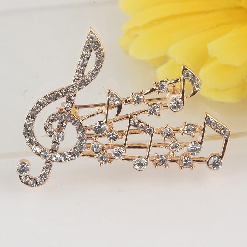 Crystal Music Notes Brooch
