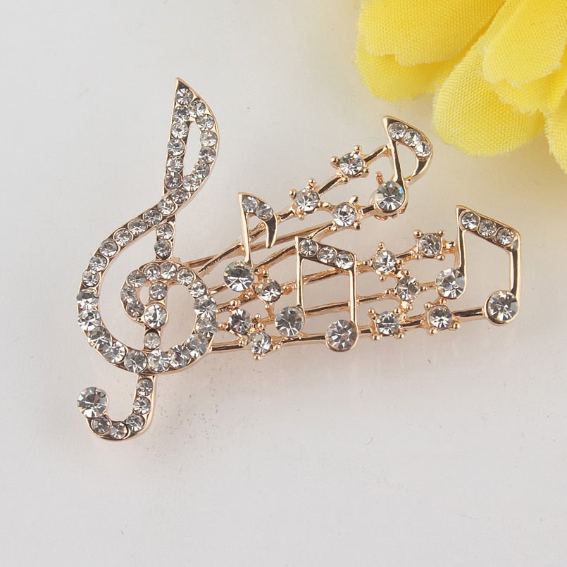Free - Crystal Music Notes Brooch