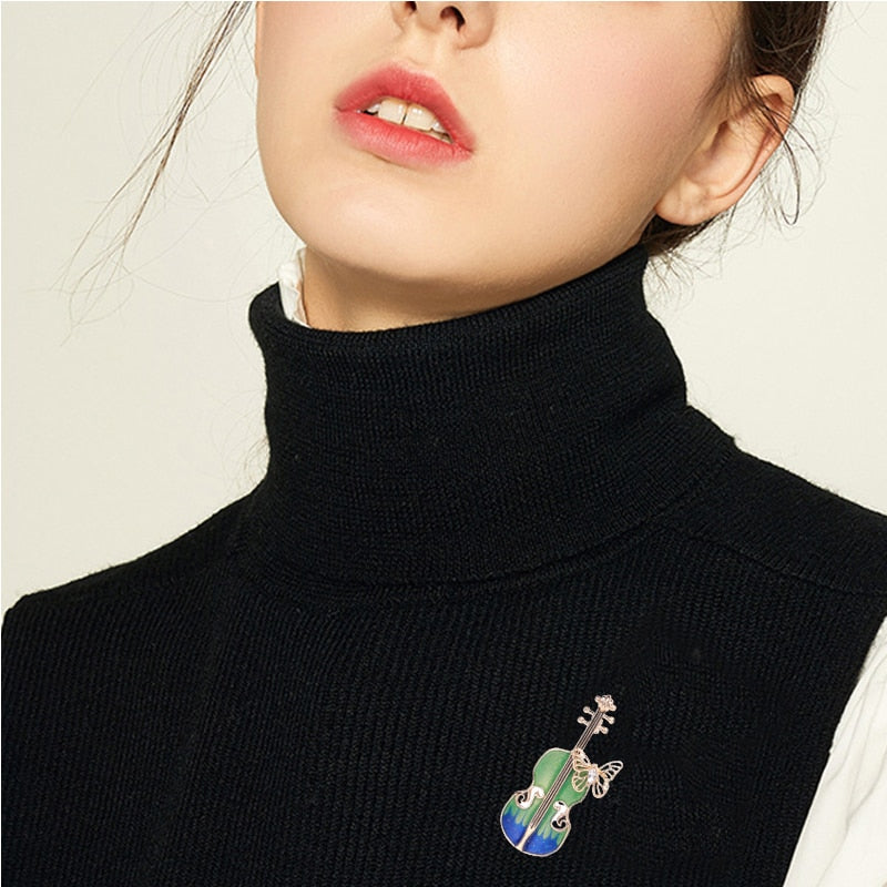 Elegant Violin Pin Brooch