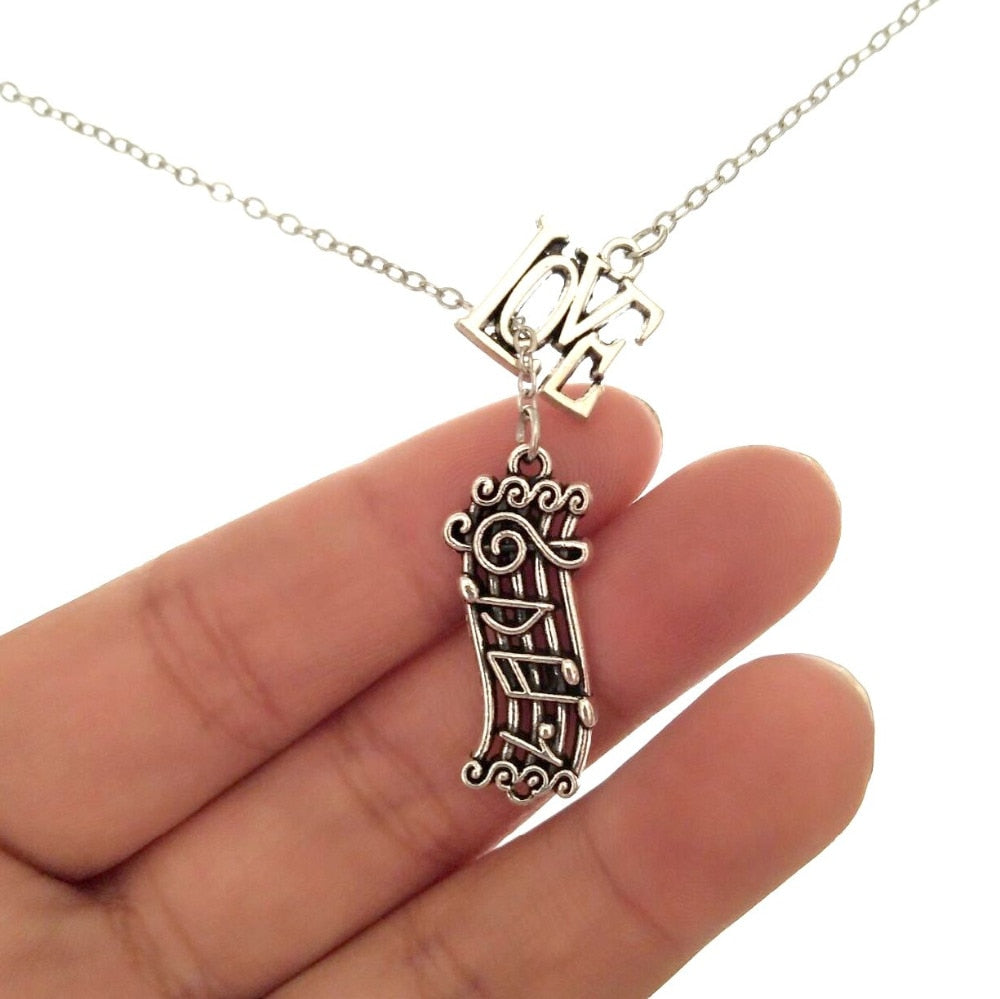 Music Notes LOVE Necklace