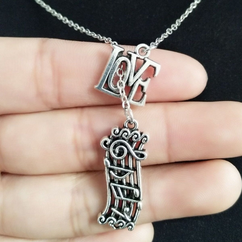 Music Notes LOVE Necklace