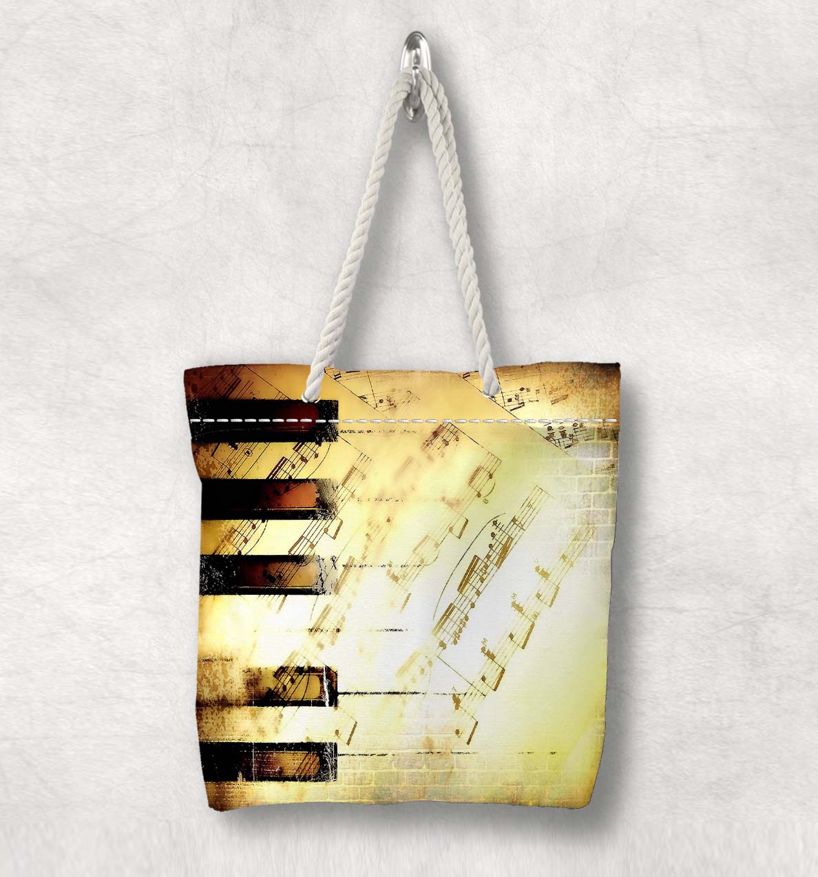 Vintage Piano Music Notes Tote Bag