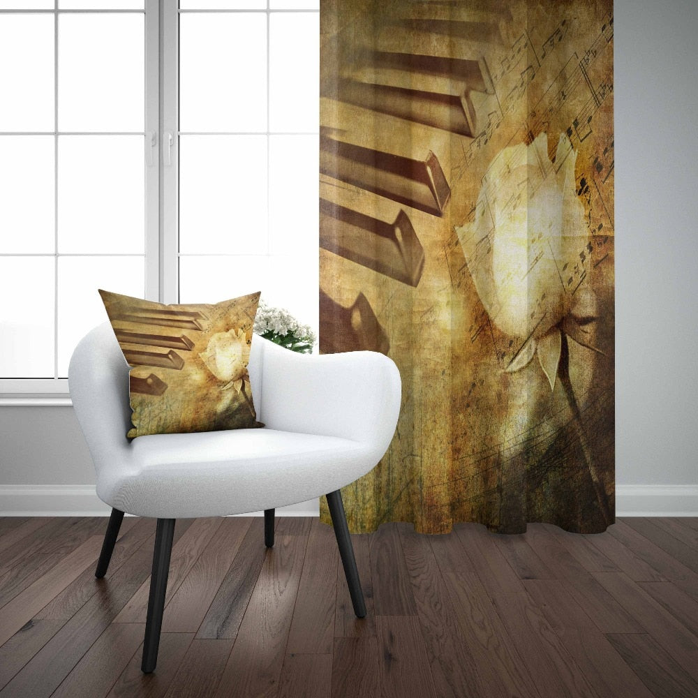 Vintage Rose Music Curtain