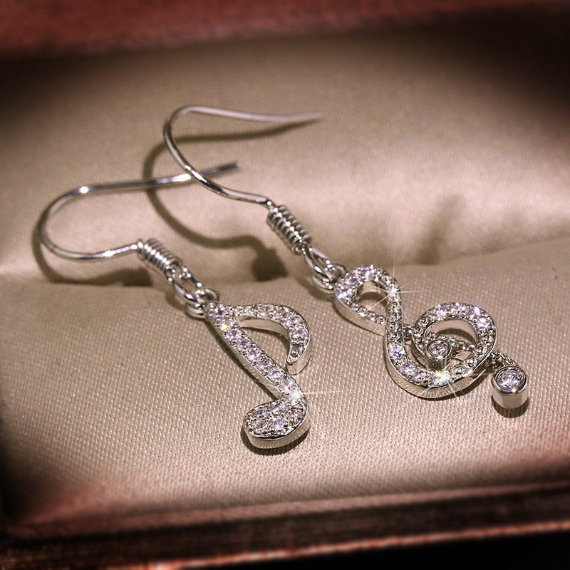 Diamond Music Note Earrings