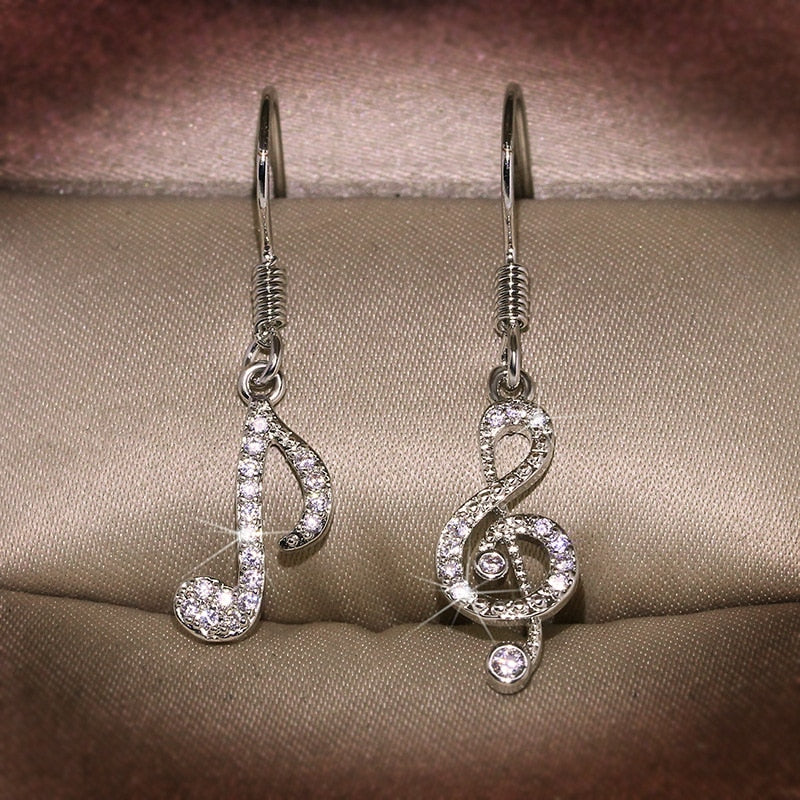 Diamond Music Note Earrings