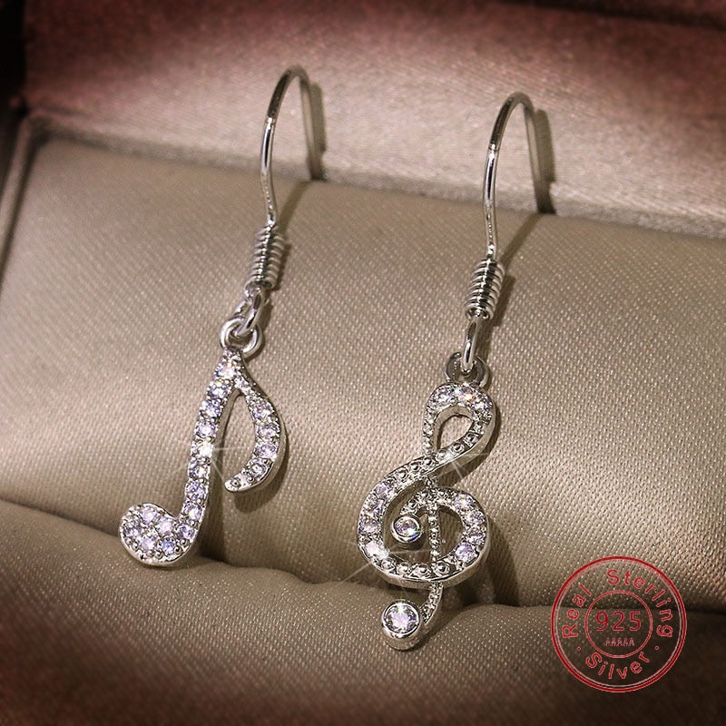 Diamond Music Note Earrings