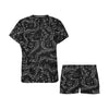 Music Notes Swirl Women's Short Black Pajama Set