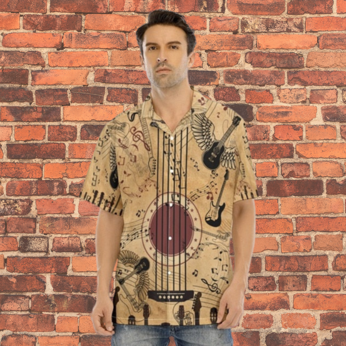 Retro Guitar Music Note Shirt