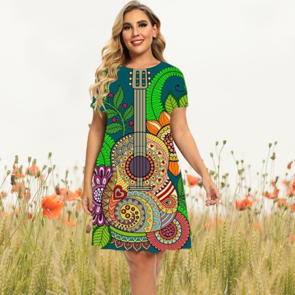 Guitar Music Casual Mini Dress