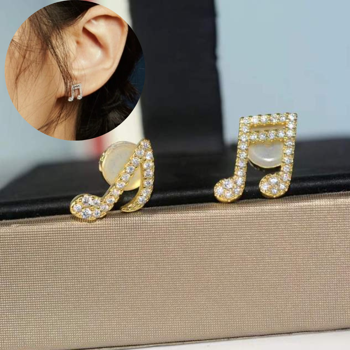 Musical Note Zircon Earrings
