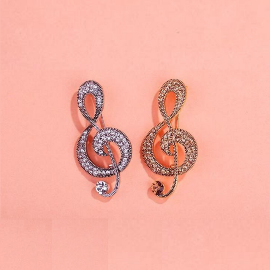 Free - Retro Music Note Crystal Brooches