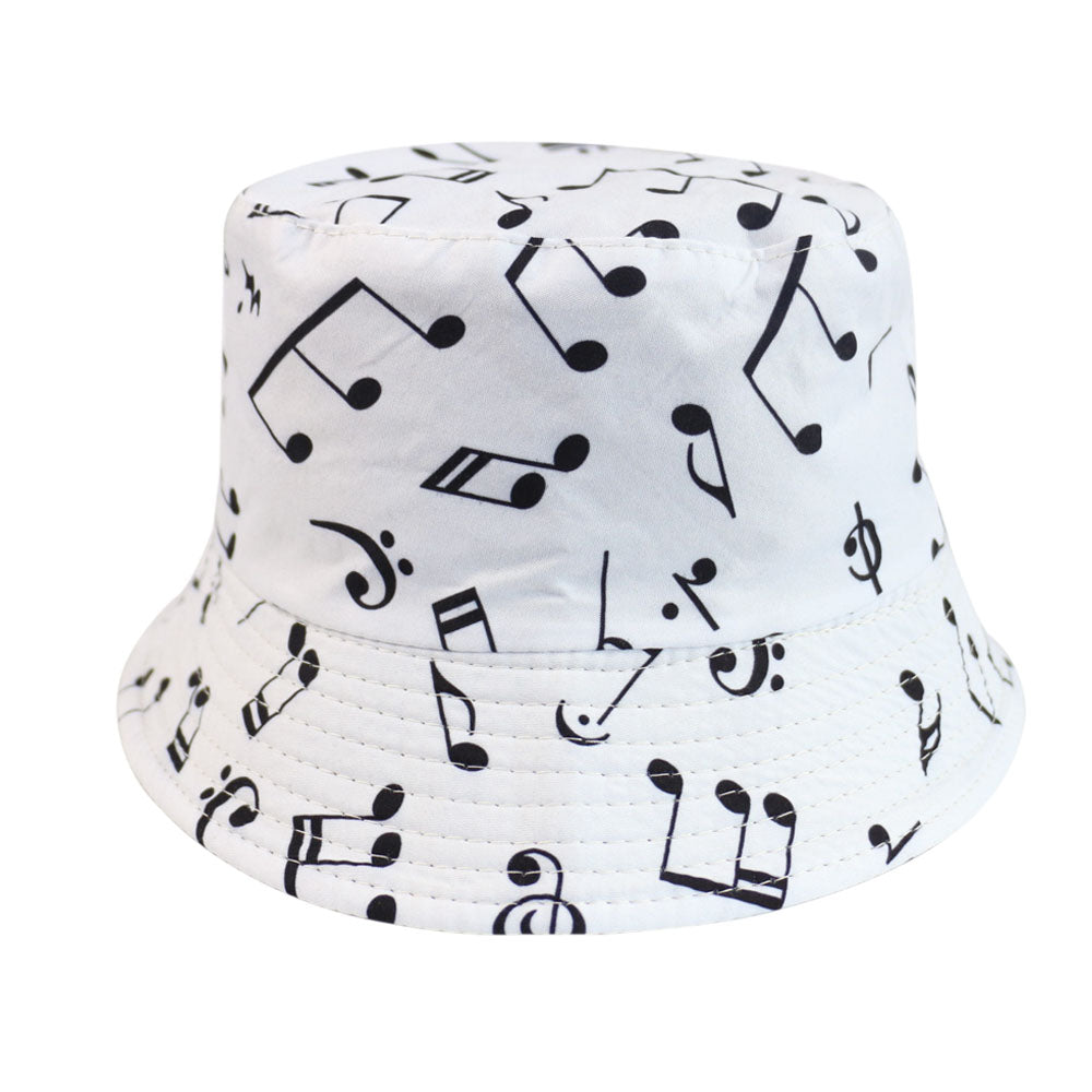 White Music Note Bucket Hat