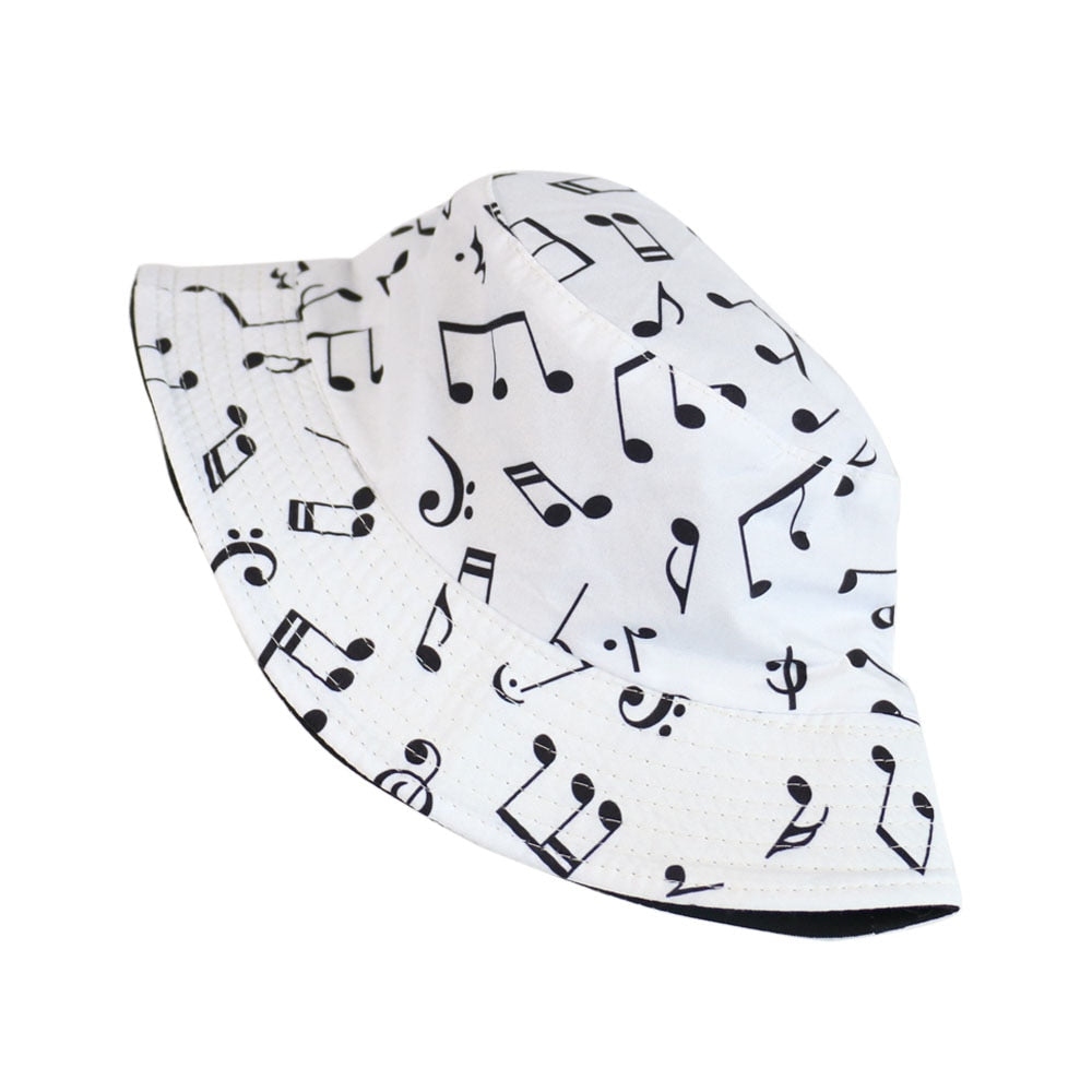 White Music Note Bucket Hat
