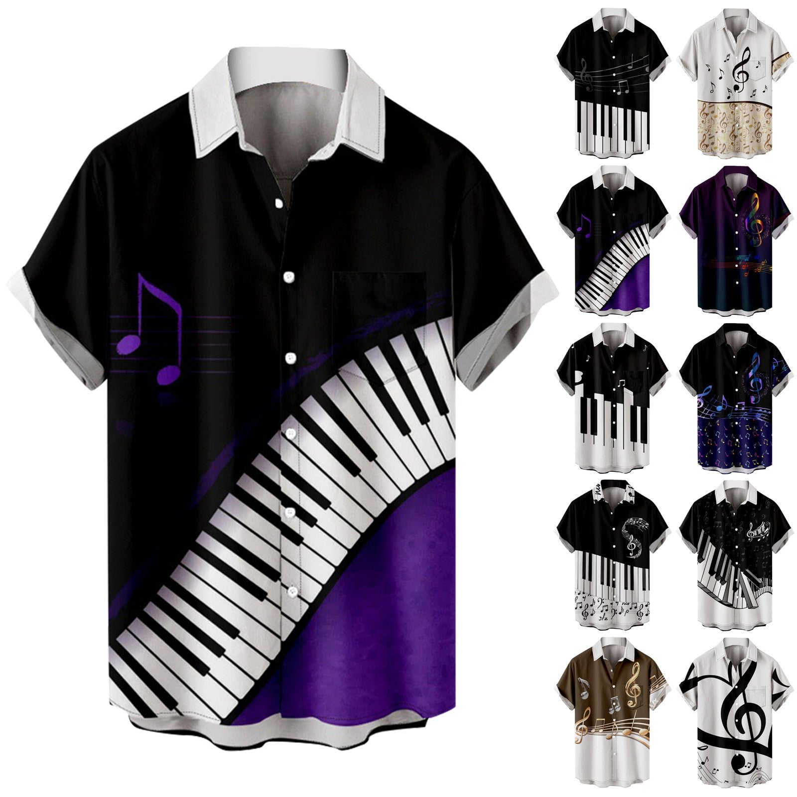 Anime Musical Note Print Men's Shirt