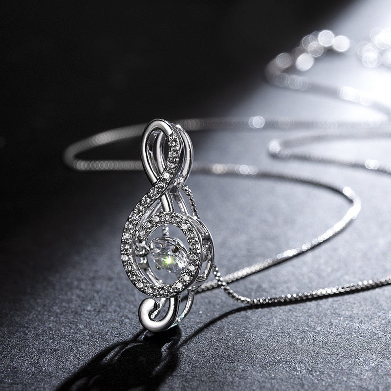 Musical Note Crystal Necklace
